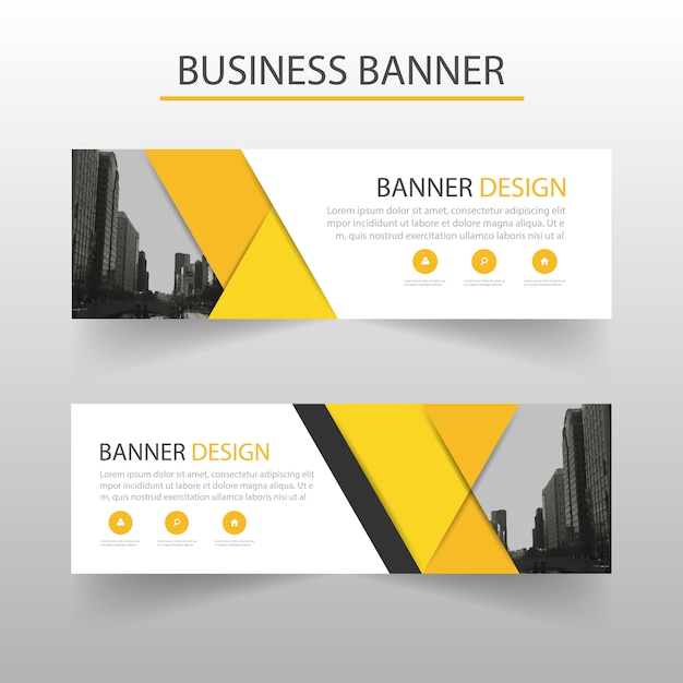 Gele driehoek abstract banner template ontwerp