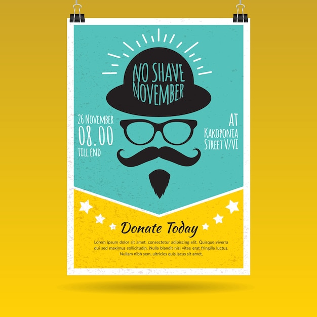 Gratis vector gele en blauwe movember brochure