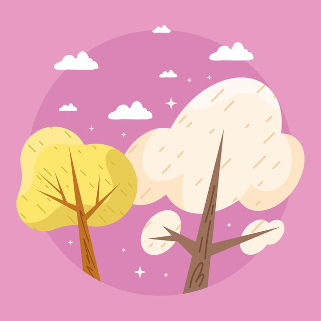 Gratis vector gele en witte bomen