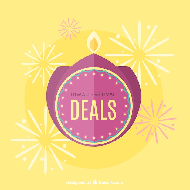 Gratis vector gele flat diwali achtergrond