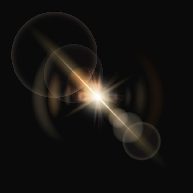 Gele lensflarevector met ringspookverlichtingseffect