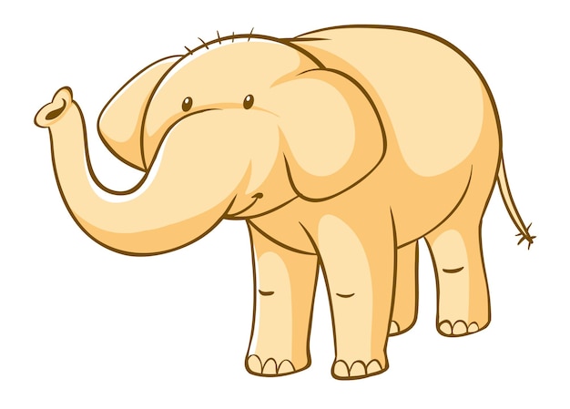 Gratis vector gele olifant op witte achtergrond