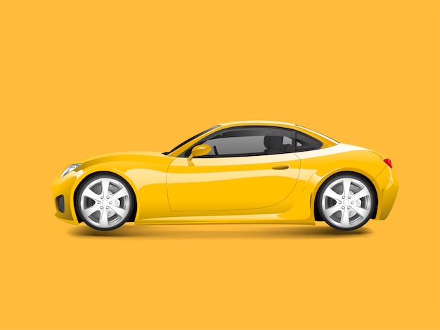 Gele sportwagen in een gele vector als achtergrond