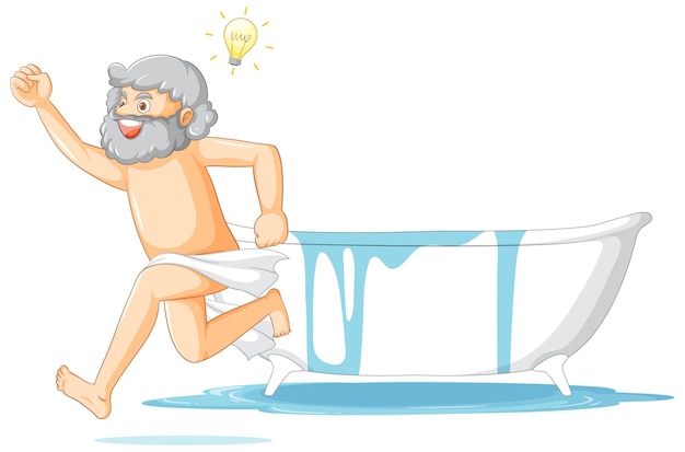 Gratis vector gelukkig archimedes in bad cartoon