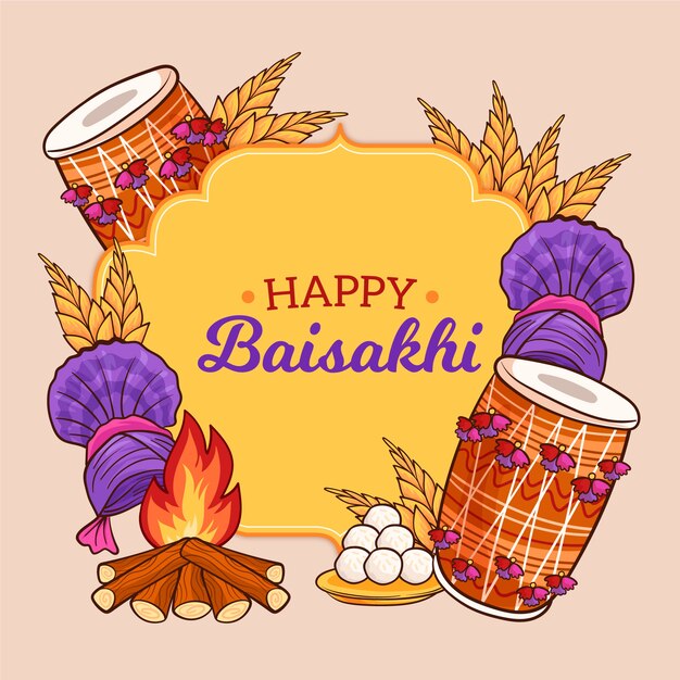 Gratis vector gelukkig baisakhi-thema