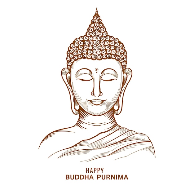 Gratis vector gelukkig boeddha purnima of vesak dag schets kaart ontwerp