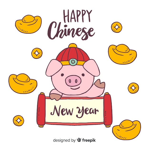 Gratis vector gelukkig chinees nieuwjaar