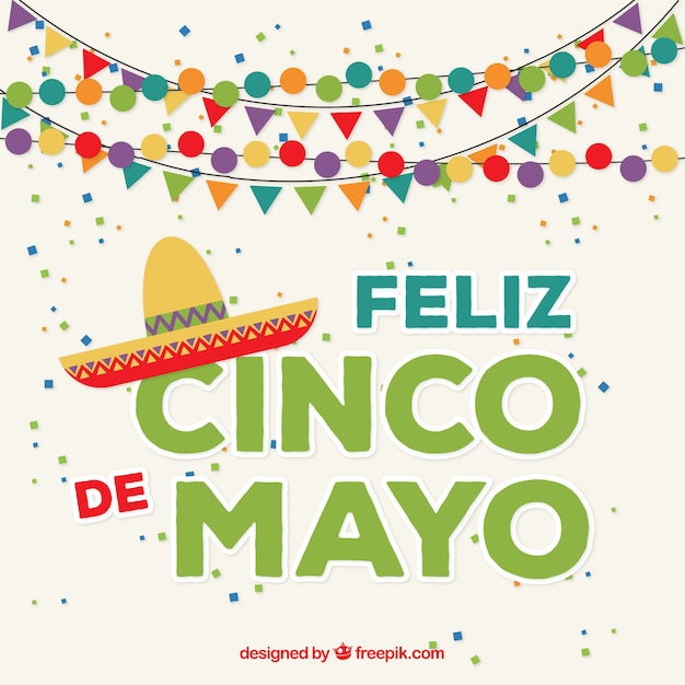 Gelukkig cinco de mayo achtergrond met slingers