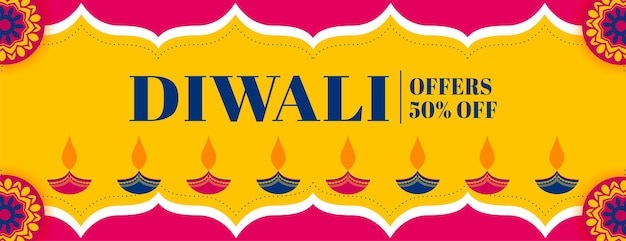 Gelukkig diwali-bannerontwerp in Indiase stijl