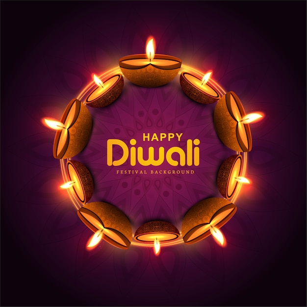 Gratis vector gelukkig diwali festival van lichten viering kaart achtergrond