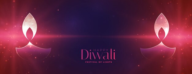 Gelukkig diwali glanzend diya festival bannerontwerp