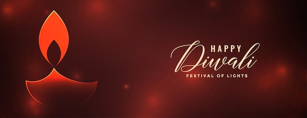 Gratis vector gelukkig diwali glanzend diya rood bannerontwerp