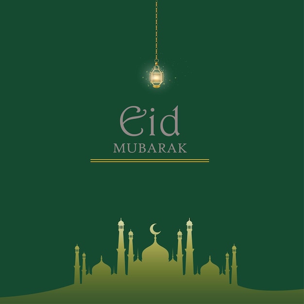 Gelukkig Eid Groeten Bos Groene Achtergrond Islamitische Social Media Banner