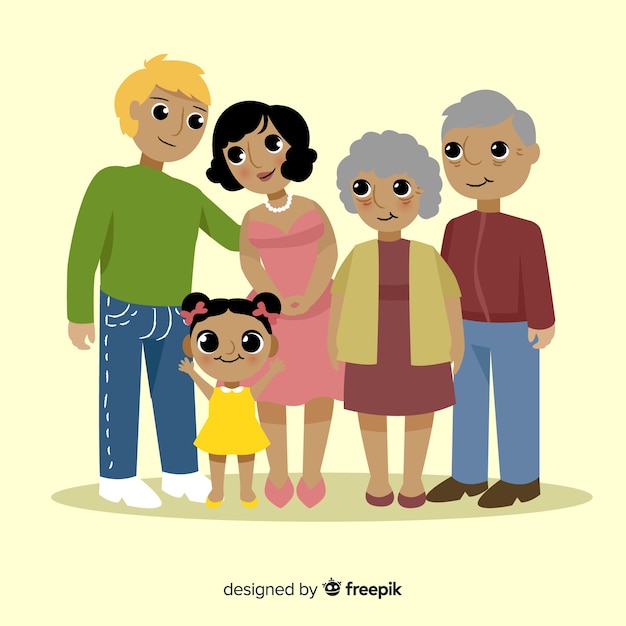Gelukkig familieportret, vectorized karakterontwerp