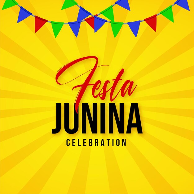 Gelukkig Festa Junina Geel Rood Blauw Achtergrond Social Media Design Banner Gratis Vector