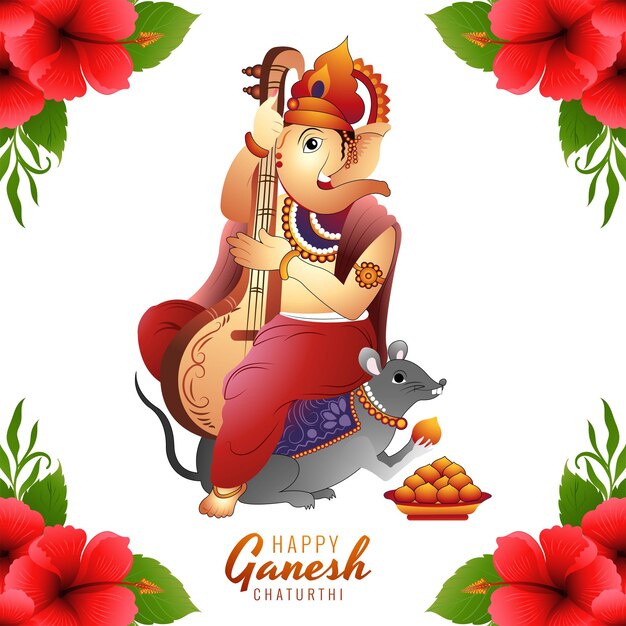 Gelukkig ganesh chaturthi traditionele wenskaart achtergrond