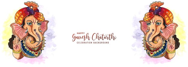 Gelukkig ganesh chaturthi traditionele wenskaart banner achtergrond