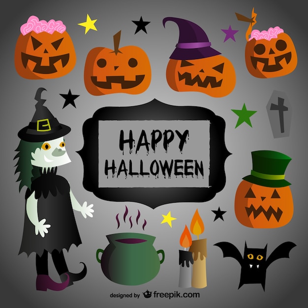 Gratis vector gelukkig halloween cartoons