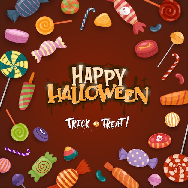 Gelukkig halloween-feest met snoep en snoep