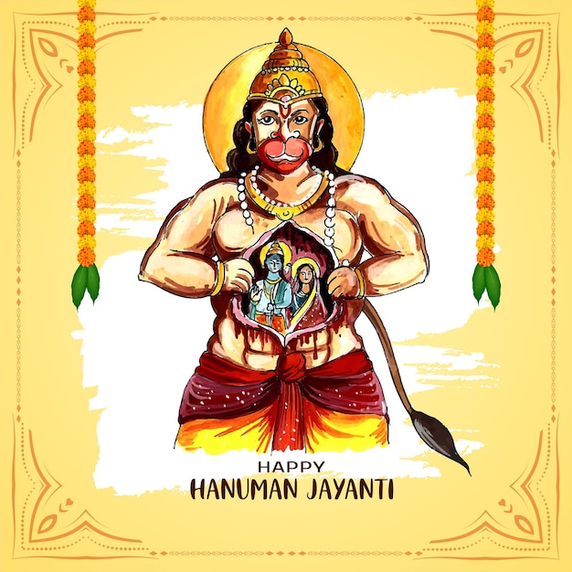 Gelukkig hanuman jayanti indiase religieuze festival achtergrond