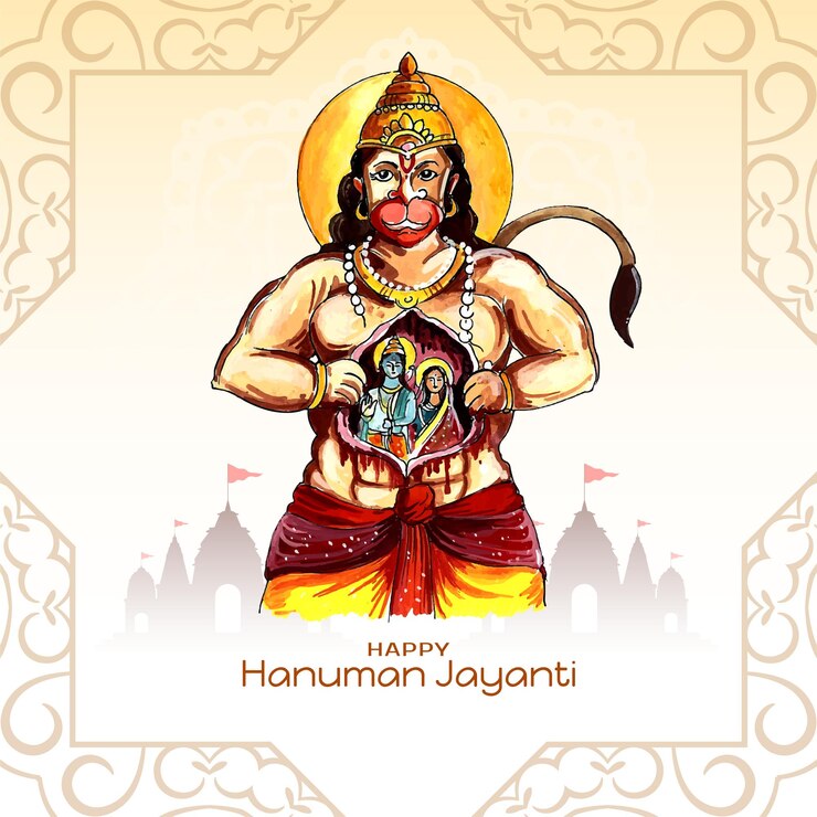 Gratis Vector gelukkig hanuman jayanti traditionele hindoeïstische festivalkaart