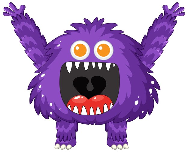 Gelukkig harige paarse Alien Monster stripfiguur