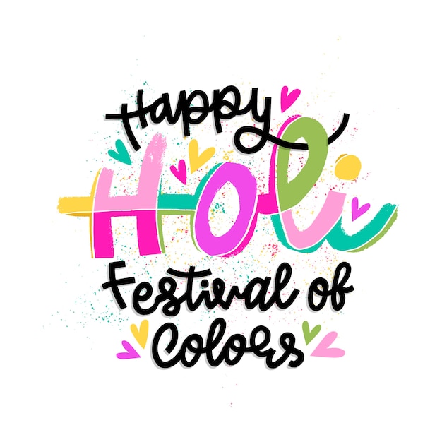 Gratis vector gelukkig holi-belettering