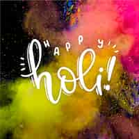 Gratis vector gelukkig holi-belettering