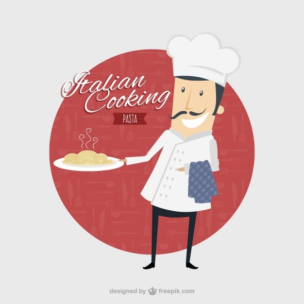 Gratis vector gelukkig italiaanse chef-kok