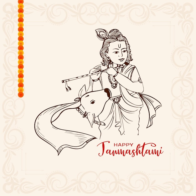 Gelukkig janmashtami festival groet decoratieve achtergrond vector