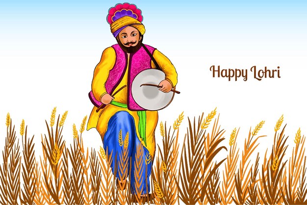 Gratis vector gelukkig lohri cultureel festival van punjab achtergrond