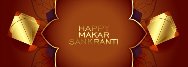 Gelukkig makar sankranti premium gouden festival banner