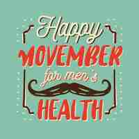 Gratis vector gelukkig movember belettering achtergrond