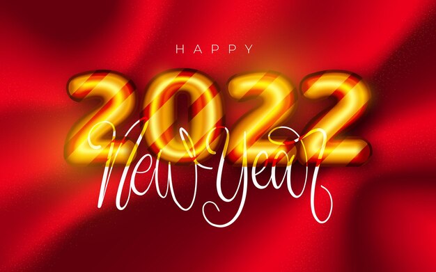 Gelukkig nieuw 2022 jaar. vakantie vectorillustratie van gouden metalen nummers 2022