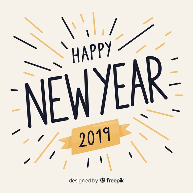 Gelukkig nieuw jaar 2019 zwarte en gouden achtergrond met mooie belettering