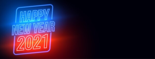 Gelukkig nieuw jaar 2021 neon gloeiend bannerontwerp