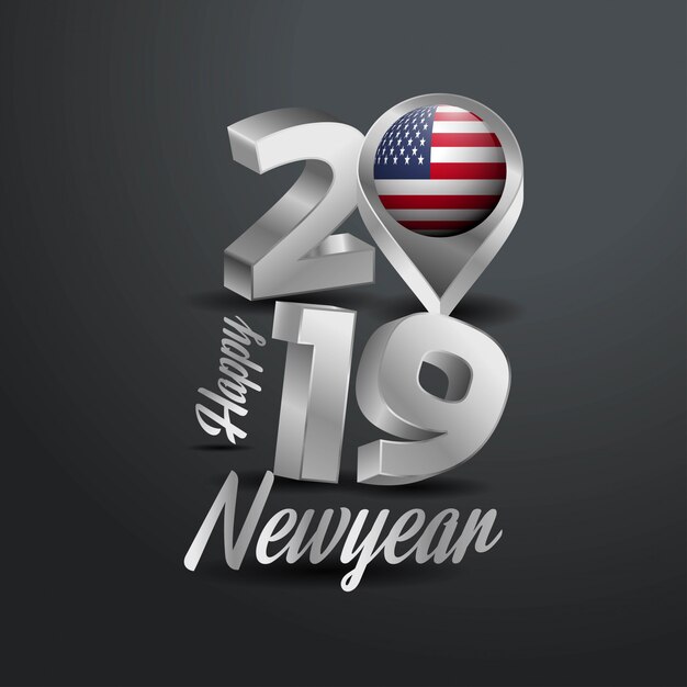 Gelukkig Nieuwjaar 2019 Gray Typography