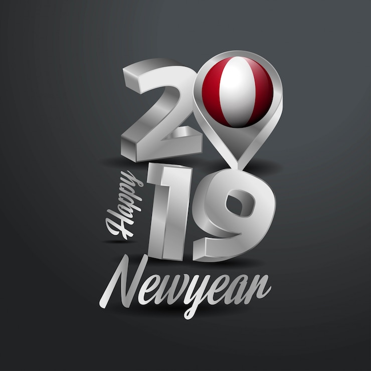 Gratis Vector gelukkig nieuwjaar 2019 gray typography