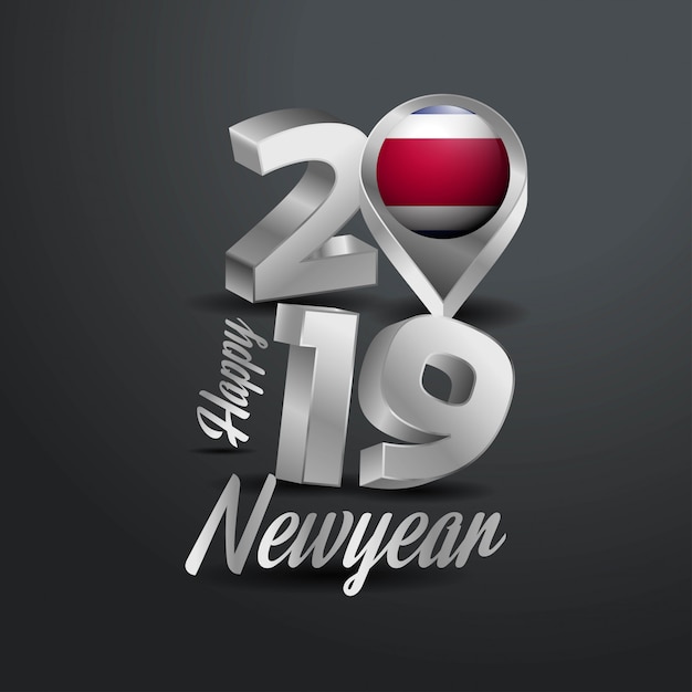 Gratis vector gelukkig nieuwjaar 2019 gray typography