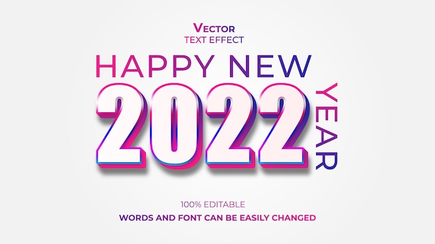 Gelukkig nieuwjaar 2022 bewerkbaar teksteffect premium eps vector