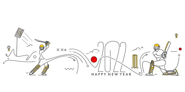 Gelukkig Nieuwjaar 2022 Cricket Championship conceptontwerp, vectorillustratie.