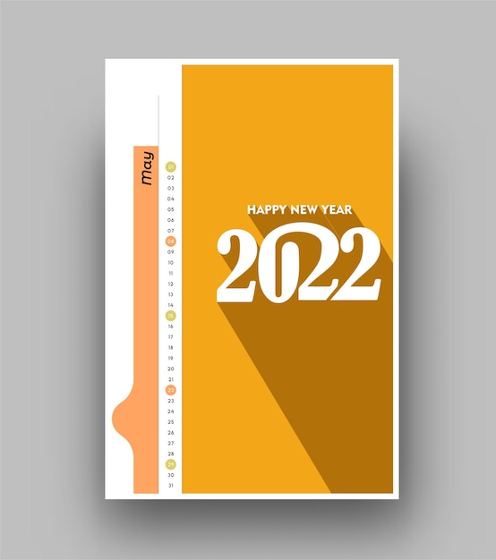 Gelukkig nieuwjaar 2022 kalender - nieuwjaarsvakantie ontwerpelementen voor kerstkaarten, kalender banner poster voor decoraties, vector illustratie achtergrond.