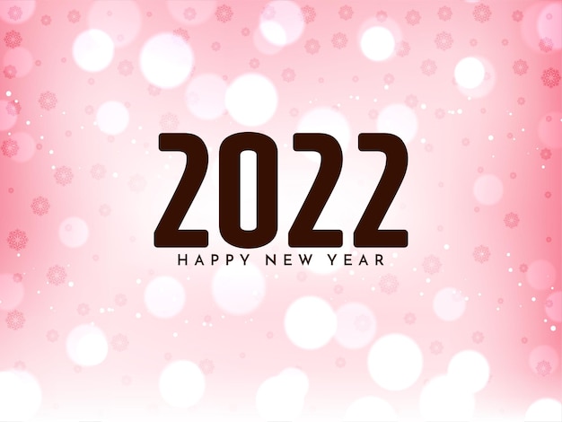 Gelukkig nieuwjaar 2022 roze bokeh achtergrond ontwerp vector