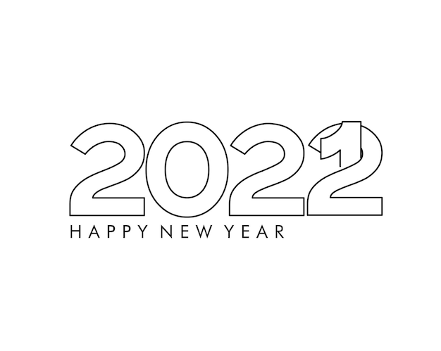 Gelukkig nieuwjaar 2022 tekst typografie ontwerp geklets, vectorillustratie.
