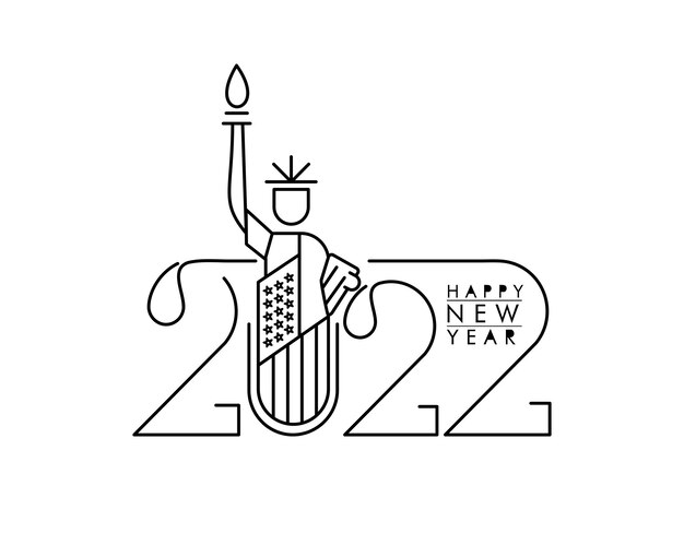 Gelukkig Nieuwjaar 2022 tekst typografie ontwerp geklets, vectorillustratie.