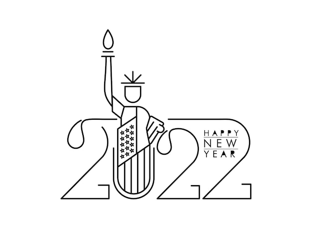 Gelukkig Nieuwjaar 2022 tekst typografie ontwerp geklets, vectorillustratie.