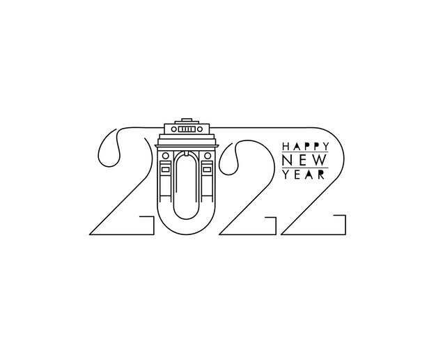 Gelukkig Nieuwjaar 2022 tekst typografie ontwerp geklets, vectorillustratie.