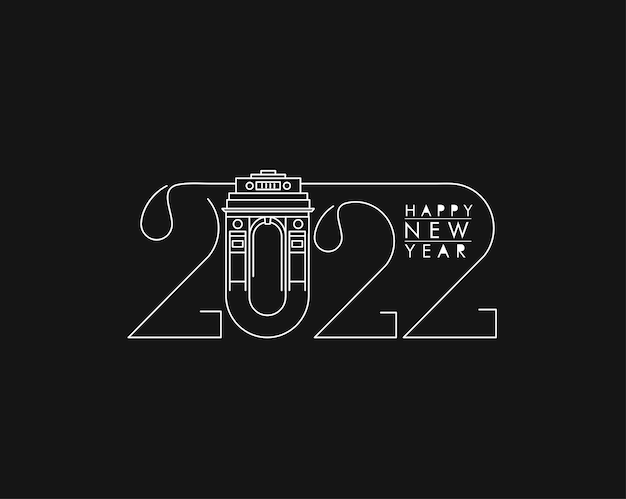 Gelukkig Nieuwjaar 2022 tekst typografie ontwerp geklets, vectorillustratie.