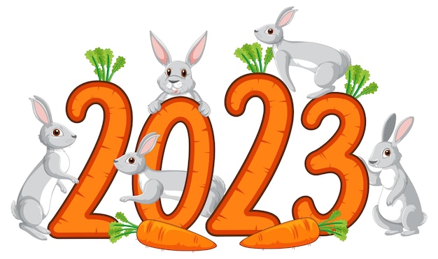 Gratis vector gelukkig nieuwjaar 2023 tekst voor bannerontwerp