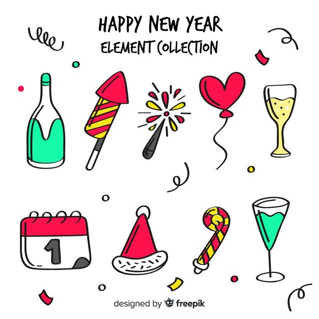 Gelukkig Nieuwjaar cartoon cartoon-elementen collectie